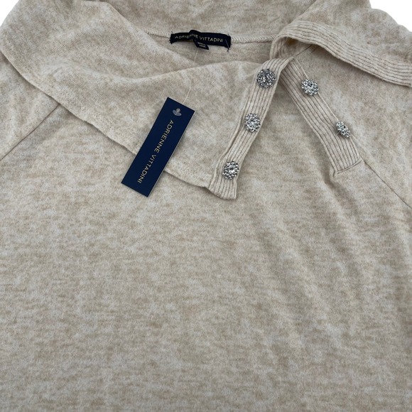NEW Adrienne Vittadini Rhinestone Button Sweater Collared Pullover Top XL - Picture 3 of 7